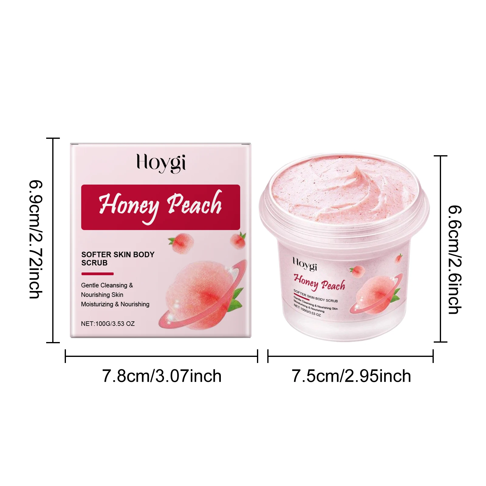 สครับขัดผิวโฮยจิ 100 กรัม กลิ่นน้ำผึ้งพีช ขจัดเมลานิน ผลัดเซลล์ผิวที่ตายแล้ว บำรุงผิวให้เนียนนุ่ม กลิ่นหอมสดชื่น ผิวกระจ่างใส