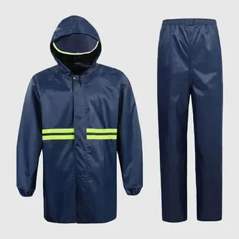 2-Piece Waterproof Rain Suit for Adults, Thick Jacket and Pants with Hood and Reflective Strips, Anti-Rain Workwear for Motorcycle and Outdoor Use (Size 77X77X65Cm)