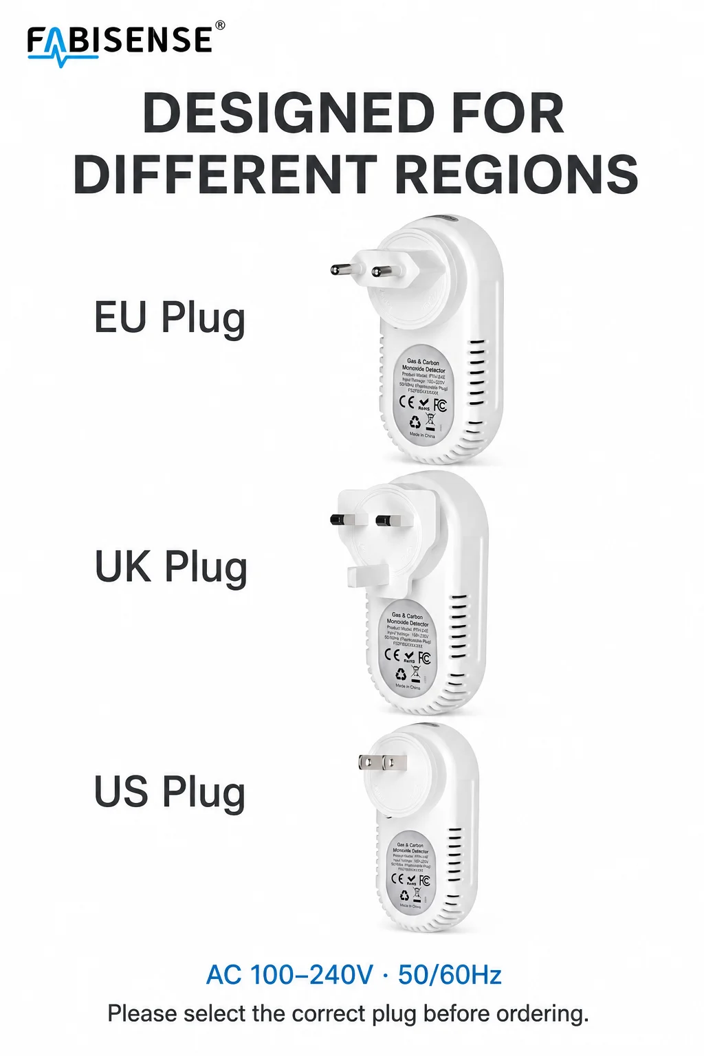 FABISENSE 4-in-1 Plug-in-Kohlenmonoxid- und Gasdetektor, CO-Alarm, Gasanalysator-Display mit Feuchtigkeits-/Temperatursensor für Zuhause – Detail 8