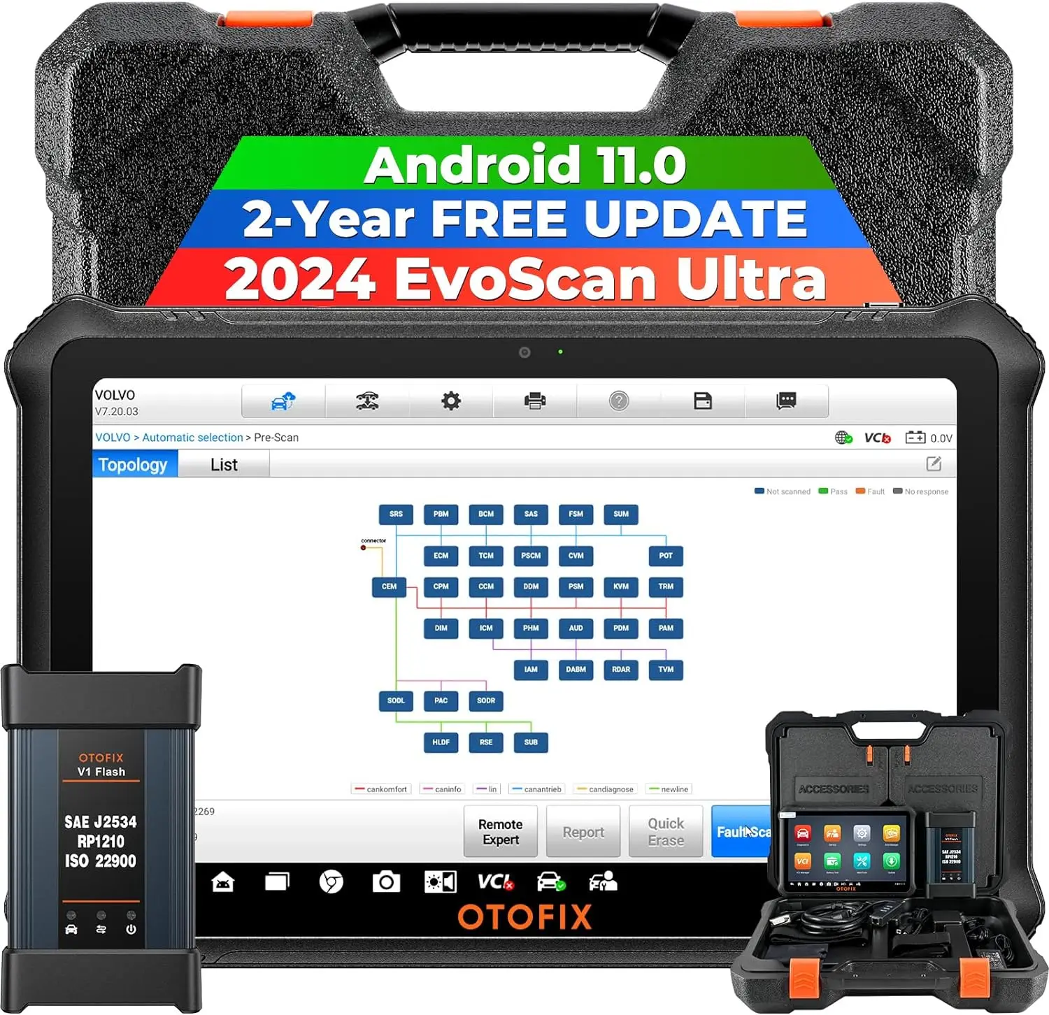 OTOFIX EvoScan Ultra Car Diagnostic Scanner J2534 OEM ECU Programming Coding Scanner Tool 2 Years Free Update Topology Mapping