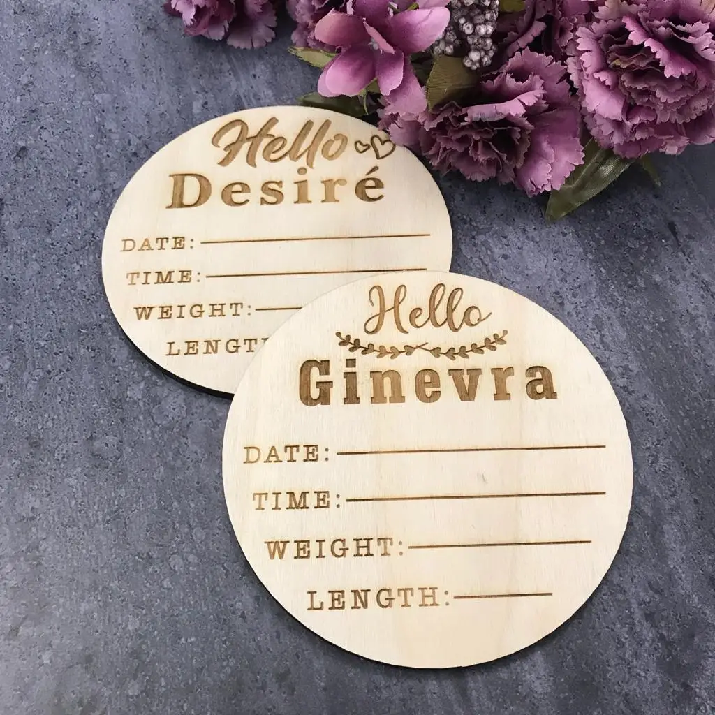 Baby Birth Sign with Custom Name Stats Sign Wooden Milestone Card Month Personalized Newborn Children Photo Props Gift Favor