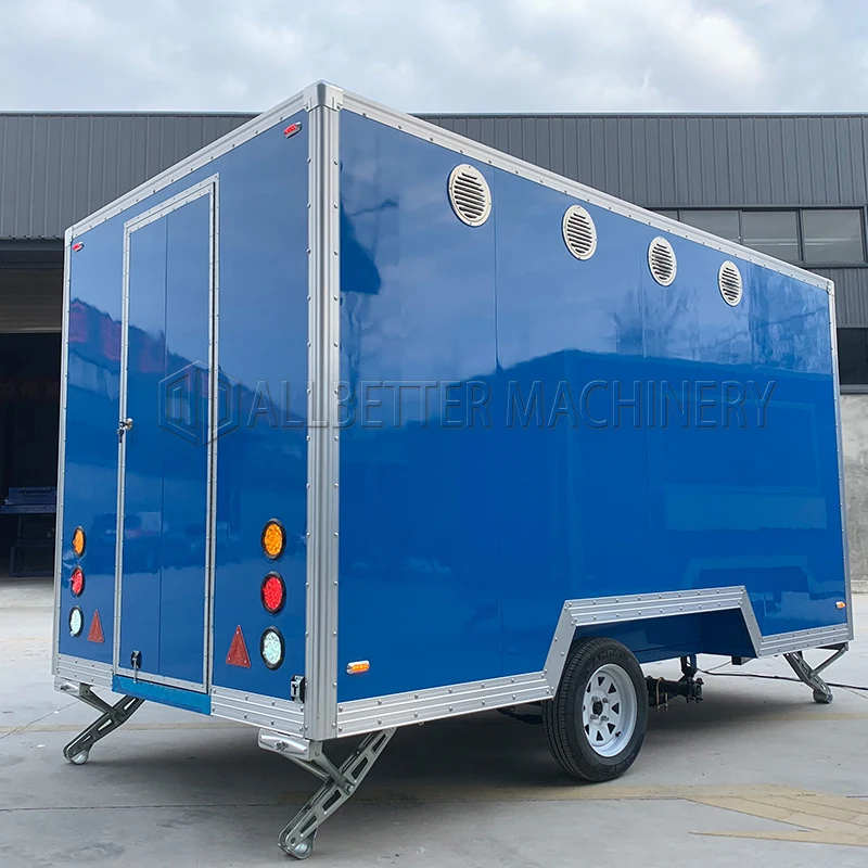

Allbetter 13ft Towable Mobile Bbq Food Truck Street Fast Food Trailers Fully Equipped Ice Cream Taco Food Trailer for Sale Blue