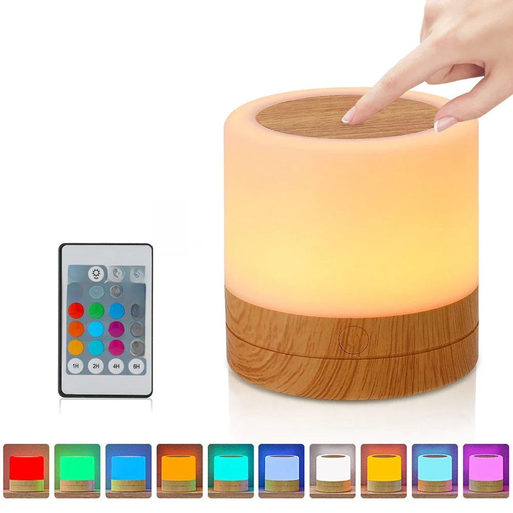 RGB Night Lamp Camping Light Atmosphere Night Lights Bedside Lamps Color Changing Tent with Remote Touch Control for Bedroom Dec