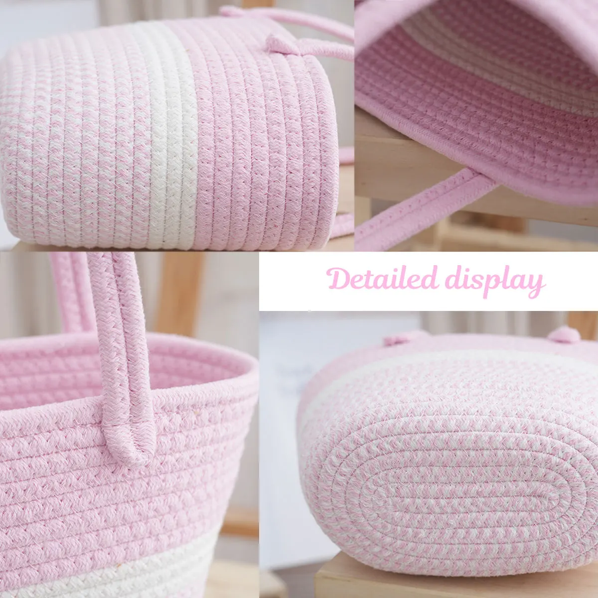 Personalized Braided Cotton Yarn Tote Bag, Customizable