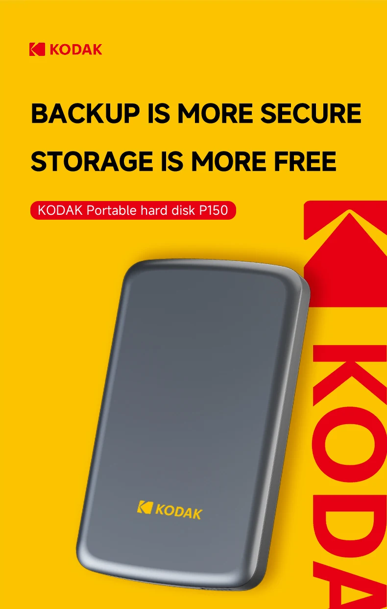 Kodak P150 Tragbare Externe Festplatte 500GB 1T USB3.0 Leichtgewichtige PHDD für PC Tablets PS5 XBOX Laptop Desktop – Detail 1