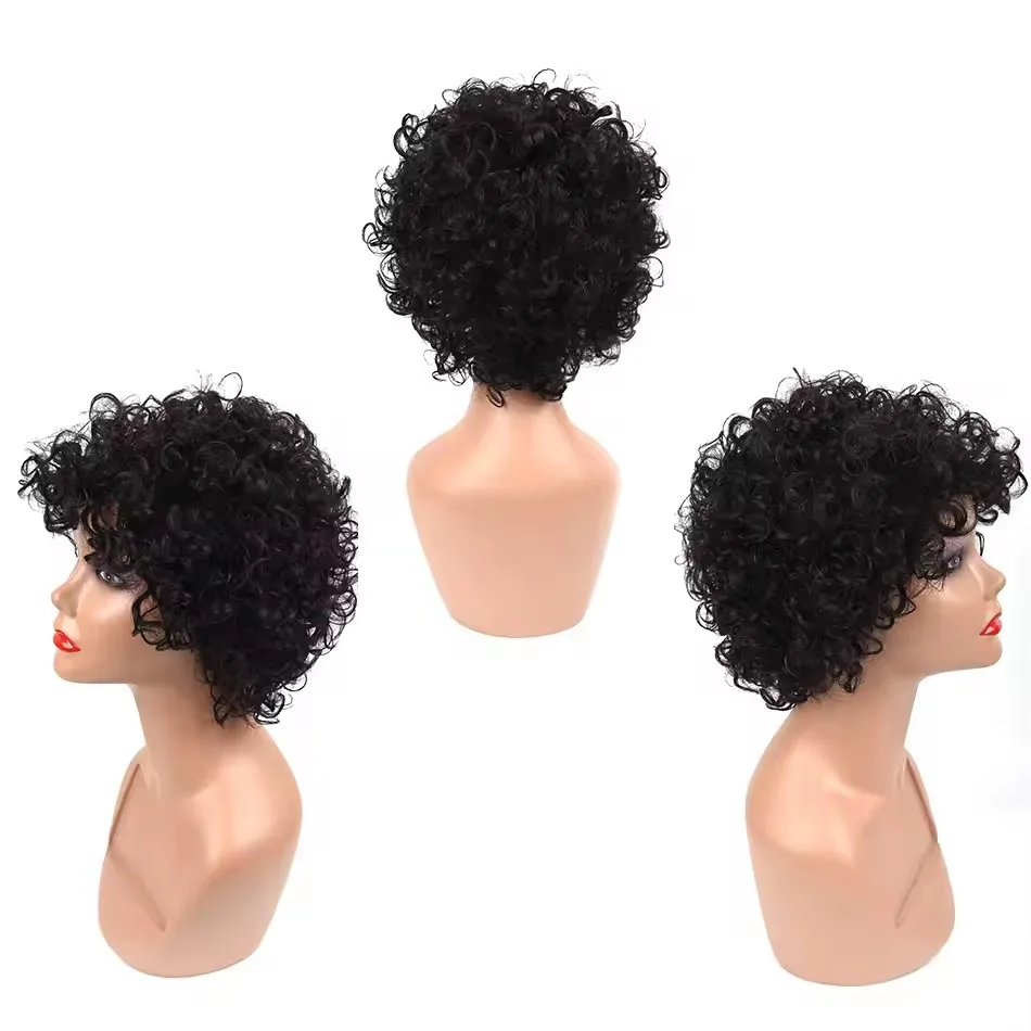 Pixie corte peruca humana curto encaracolado perucas usar e ir perucas sem cola curto encaracolado sem cola bob perucas de cabelo humano