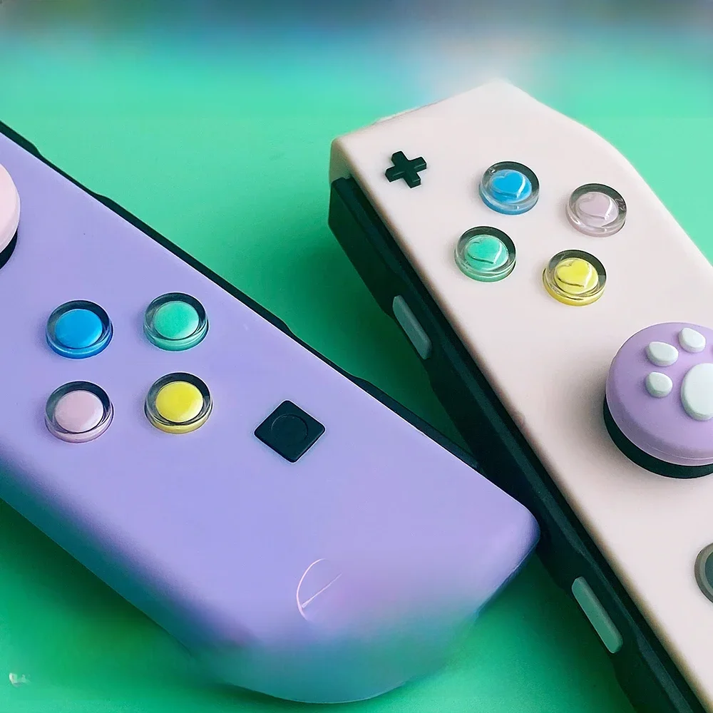 Kryształowe, kolorowe przyciski kierunkowe ABXY do kontrolera Switch NS OLED, zamienniki przycisków L R Joycons + nakładki na analogi — zdjęcie 2