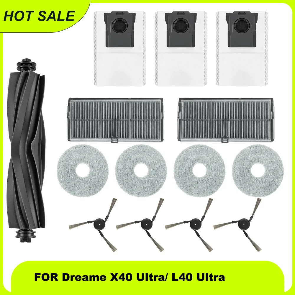 For Dreame X40 Ultra / L40 Ultra Robot Vacuum Cleaner Main Brush, Mop, Hepa Filter, Dust Bag Accessories Spare Parts