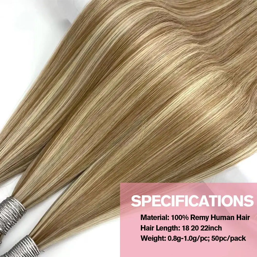 22 بوصة مستقيم I تلميح وصلات شعر الإنسان الطبيعي براون وصلات شعر أشقر الكيراتين كبسولة الشعر البشري الأصلي 50 قطعة