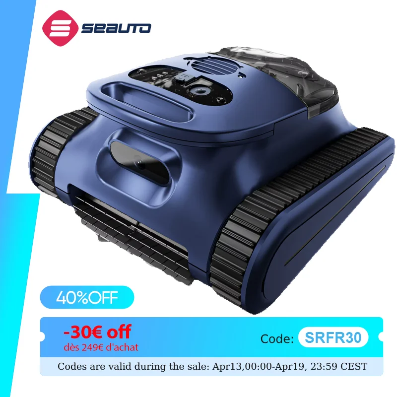 2026 Seauto Crab Robotic Pool Vacuum, 180W Brushless Motor, Wall & Water & water wash, 3 Modes for Pool Up to 2150 Sq.Ft