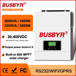 BUSBYR 2000W MPPT Grid Solar Inverter Battery Discharge Power Mode 2KW with Limiter Sensor PV DC 45-90V AC 220V 230V 240V