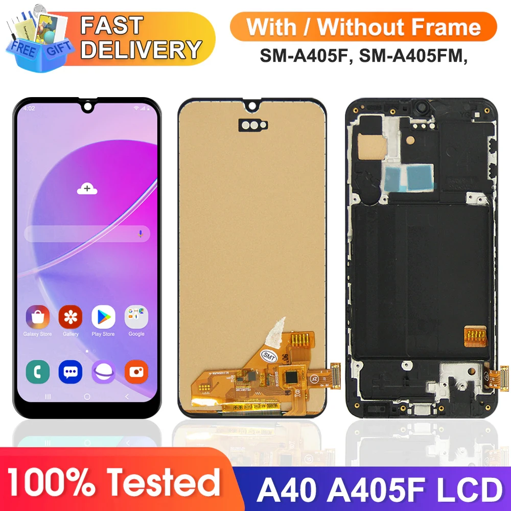 A40 A405F A405FN Super AMOLED Screen Assembly for Samsung Galaxy A40 Lcd Display Digital Touch Screen with Frame Replacement