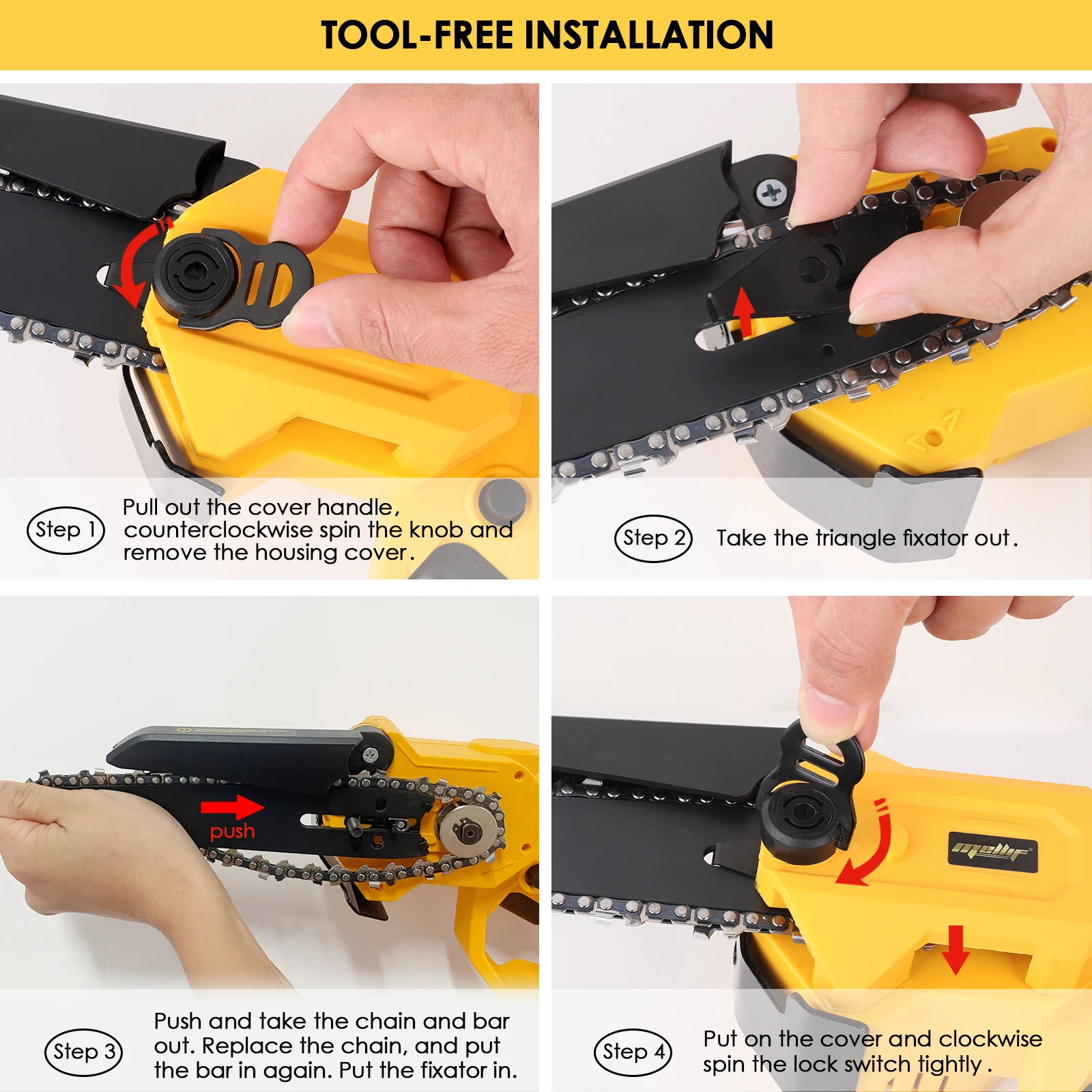 Mini motosserra elétrica sem fio, velocidade variável, marcenaria, ferramenta de jardinagem, Dewalt, 18V, bateria 20V MAX, 6\