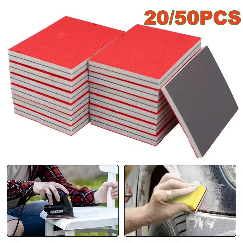 5/50Pcs Sanding Blocks Wet Dry Grinding Sponge Pads 120-1000 Grit Flexible Aluminum Oxide Abrasive Sanding Blocks for Polishing