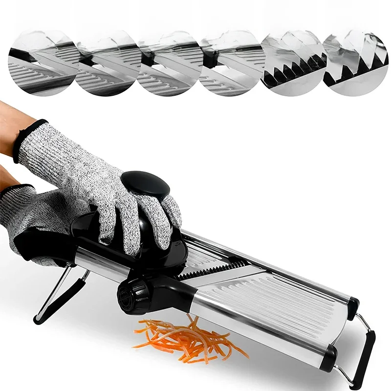 LMETJMA Verstelbare Mandoline Snijmachine Rvs Groentesnijder Chopper Cutter voor Aardappel Tomaat Ui Wortel JT213 - afbeelding 2