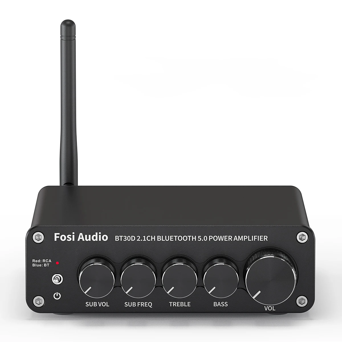 Fosi Audio BT30D Wzmacniacz mocy dźwięku Bluetooth 2.1 kanałowy wzmacniacz do sterowania basami i wysokimi tonami Subwoofer audio 100W + 50W x2