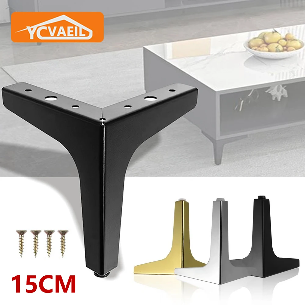 4Pcs Black Gold Furniture Legs for Metal Coffee Table Feet Bed Sofa Chair Legs Dresser Bathroom Cabinet Replacement Feet