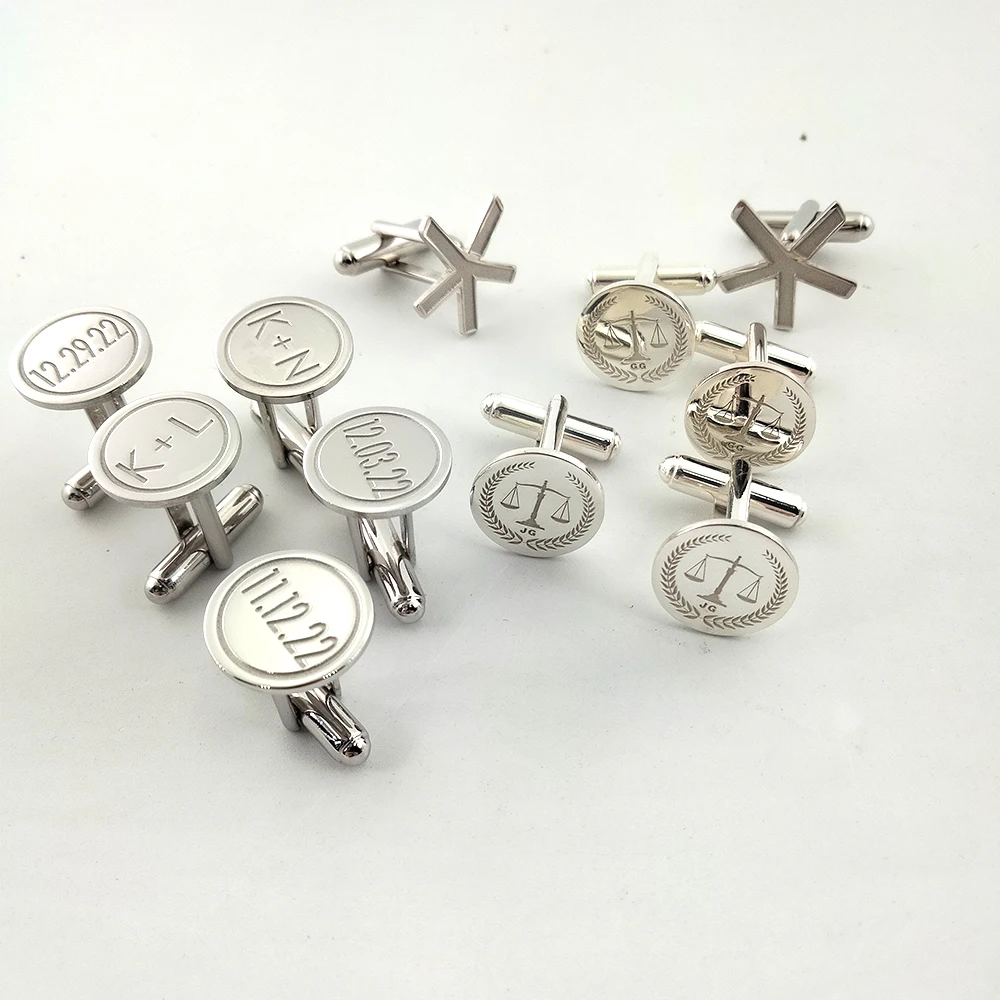 

Engraved Letter Cufflinks Personalized Name Logo Stamp Cuff Link Custom Men Jewelry Groom Gift