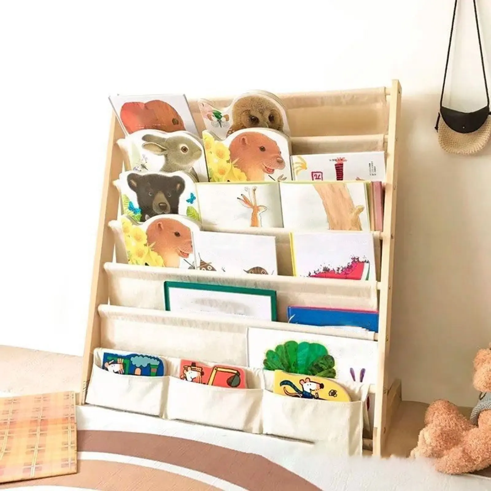 Solid Wood Bookshelves Kindergarten Storage Floor-Standing Storage Shelf Children'S Book Shelf Reading Bookcase Picture Book