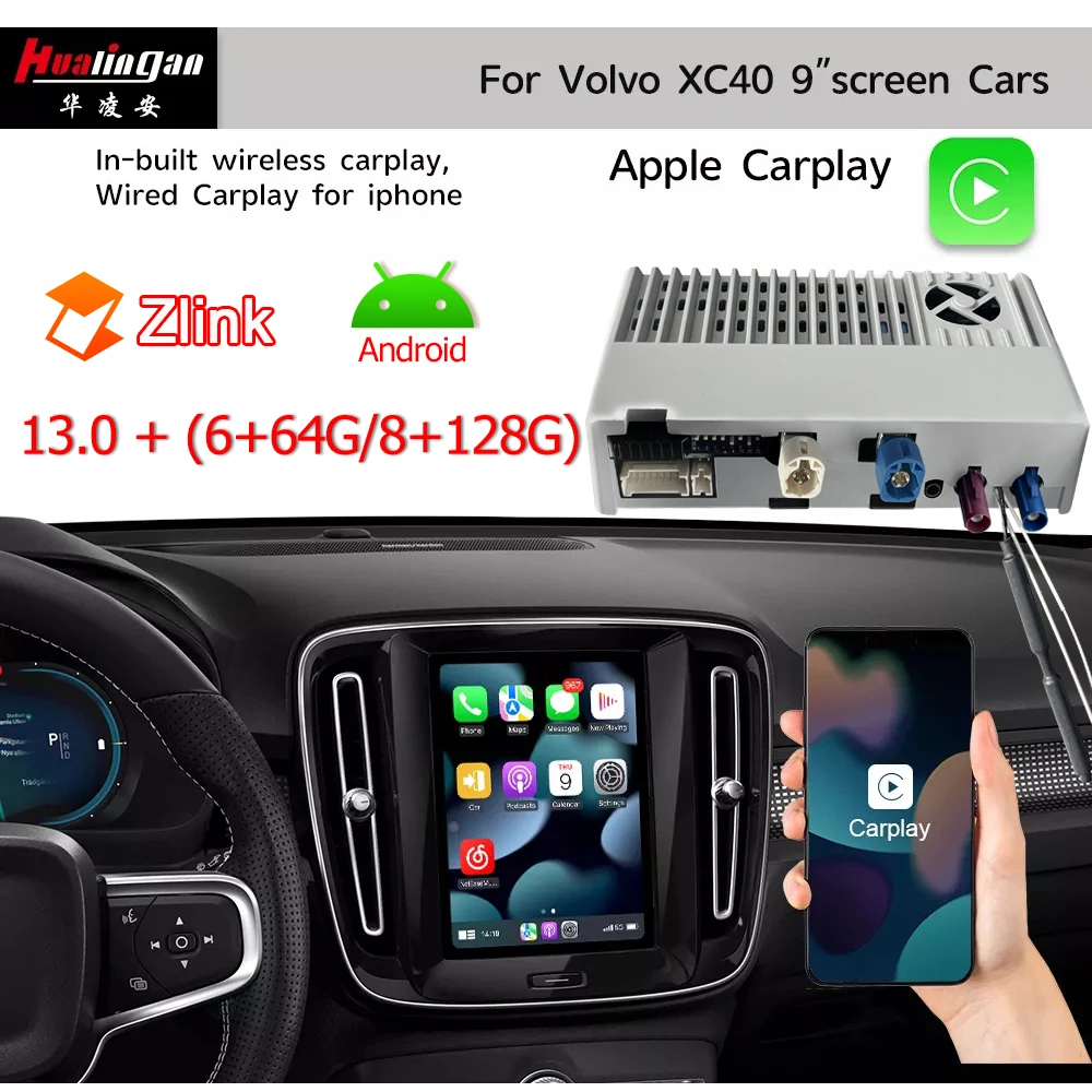 Android 13 Wireless CarPlay Android Auto for Volvo V40 V60 XC60 S60L S80 2015-2019 7 