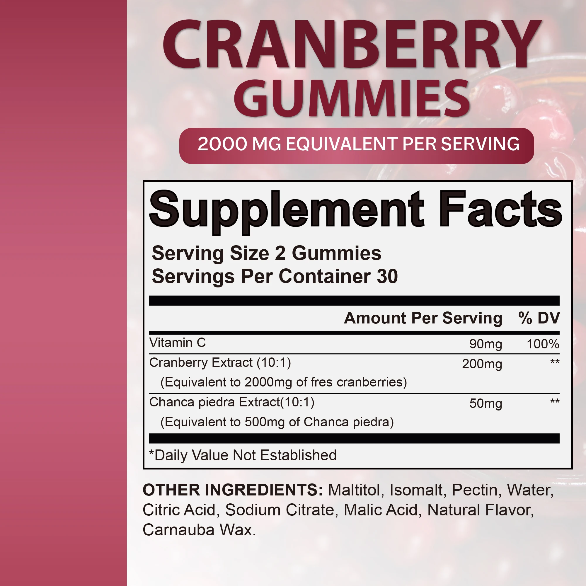 Cranberry Gummies - Antioxidants for Urinary Tract Health, Kidney Support Bladder and Immune Health - 60 Gummies