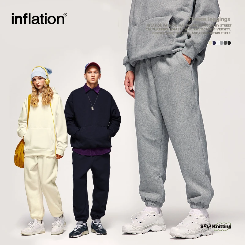 

INFLATION 400gsm Polar Fleece Lined Track Pants Unisex Winter Warm Joggers Men Sweatpant