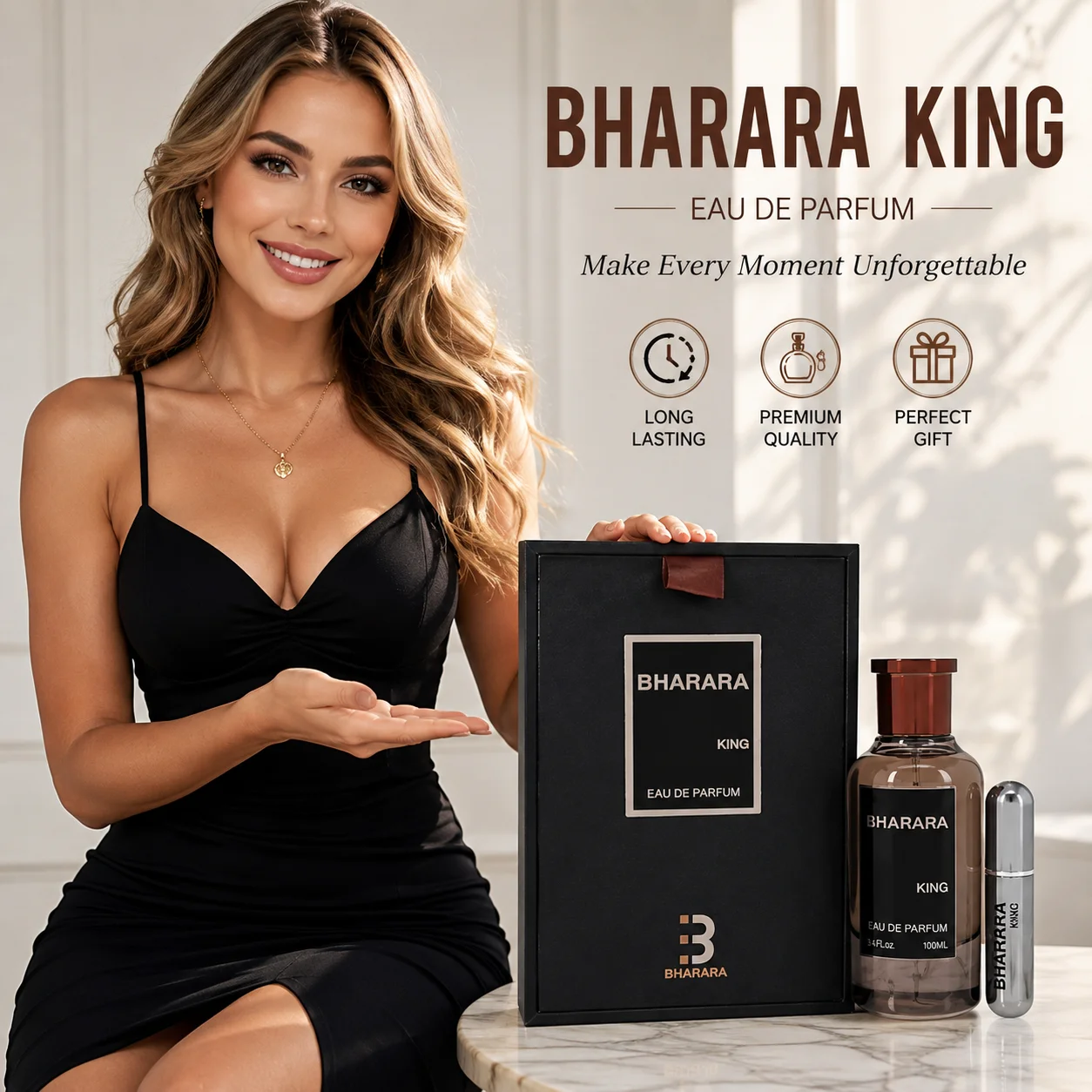 Bharara King for Men Eau de Parfum Spray 3.4 Fl Oz / 100 ml Unisex Perfume