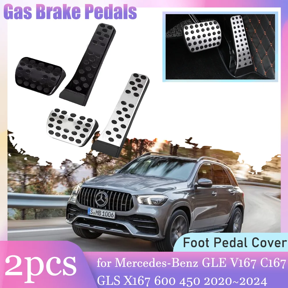 

Car Gas Brake Rest Pedals for Mercedes-Benz GLE V167 C167 GLS X167 600 450 2020~2024 Anti-Slip Brake Footrest Cover Accessories