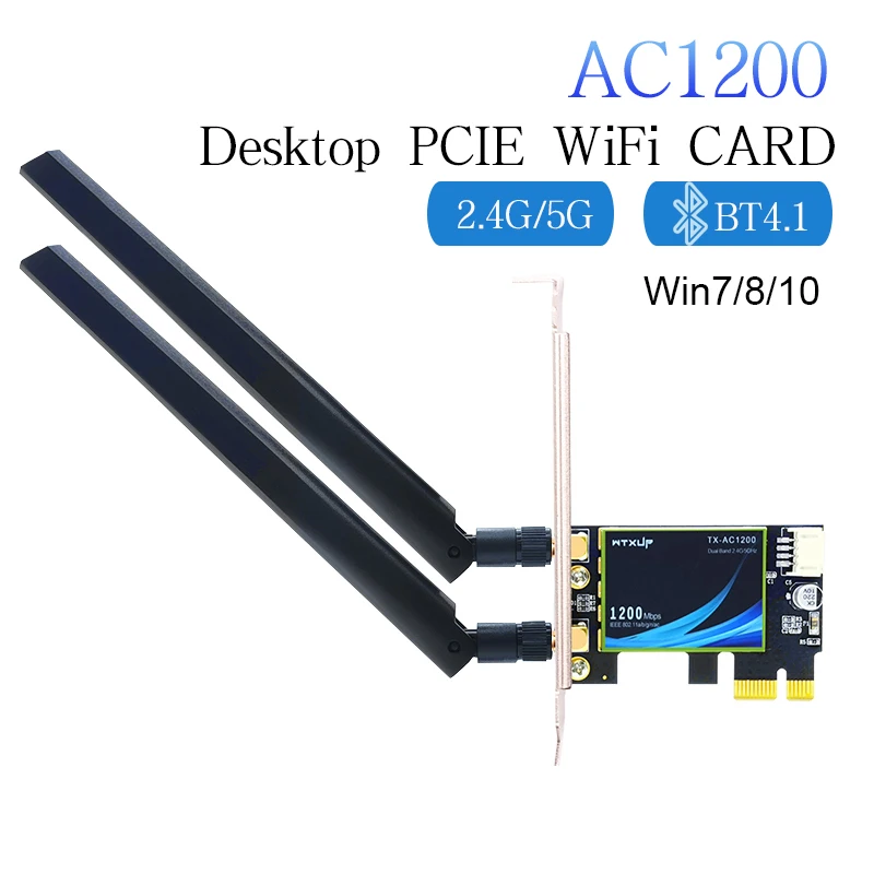 

1200Mbps Wireless PCI-e PC Adapter 802.11ac Bluetooth 4.0 Qualcomm Wifi Card 2.4G/5GHz Desktop PCI Express Adapter For Windows