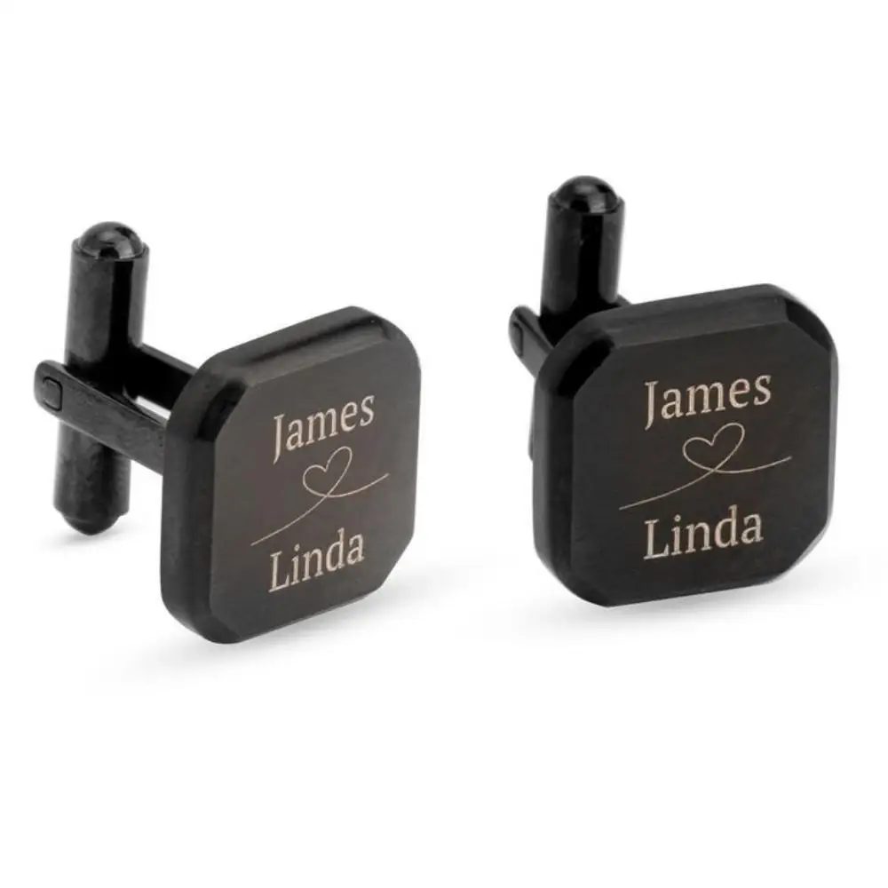 Men's Custom Square Couples Name Cufflinks Personalized Engraved Name Stainless Steel Accessories Men's Jewelry Gift for Groom