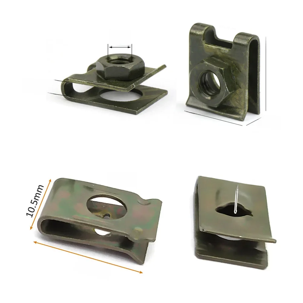 10 pièces voiture moto Scooter ATV cyclomoteur e-bike couvercle en plastique retenue en métal 6mm Clips de Type U M6 M5 M4