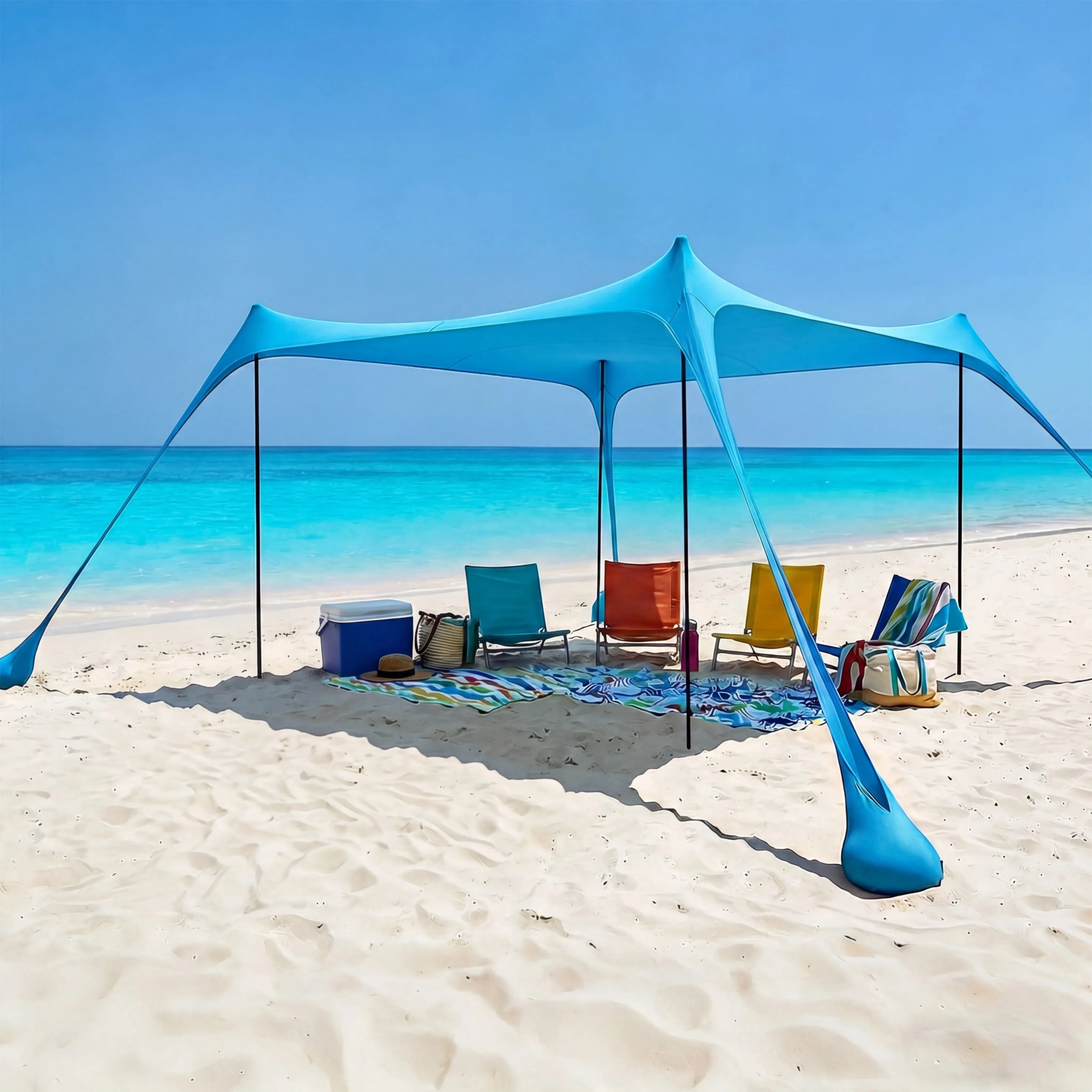 Tente de plage portable, protection UV, abri solaire facile à installer, abri extérieur pour le camping, le pique-nique, la pêche