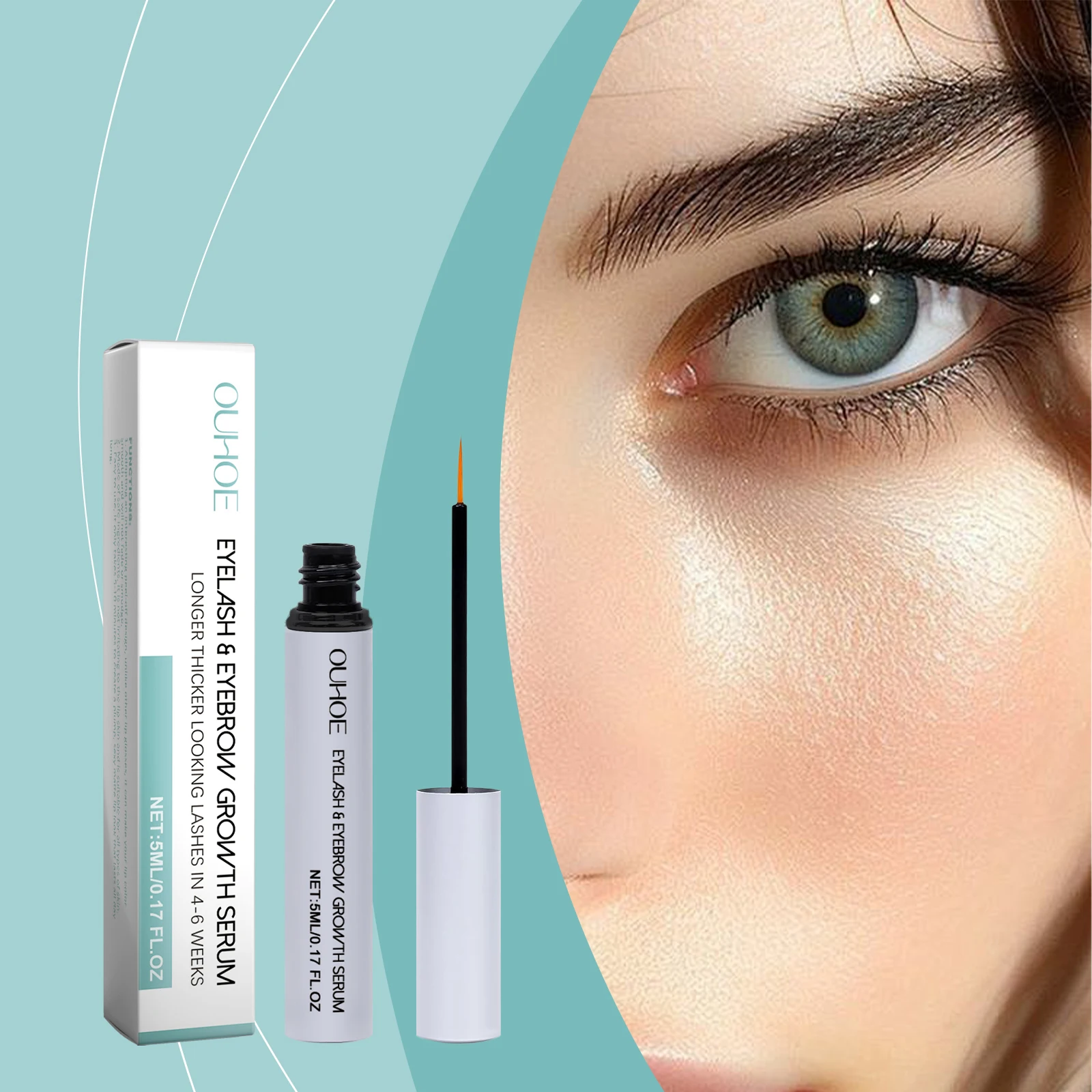 

Ouhoe 5ml Eyelash Enhancer Serum Lengthening Lashes Eyebrow Fuller Volume Makeup Extension Nourishing Eyelash Growth Serum