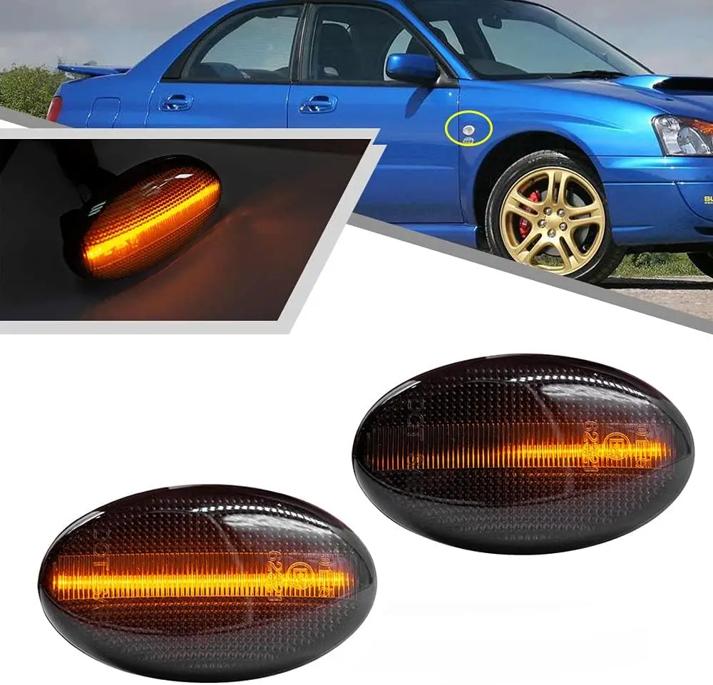 

1Pair Flashing Dynamic LED Side Marker Turn Signal Light For Subaru Liberty 2000-2003 Forester Impreza WRX STI GDA GDB 2002-2007