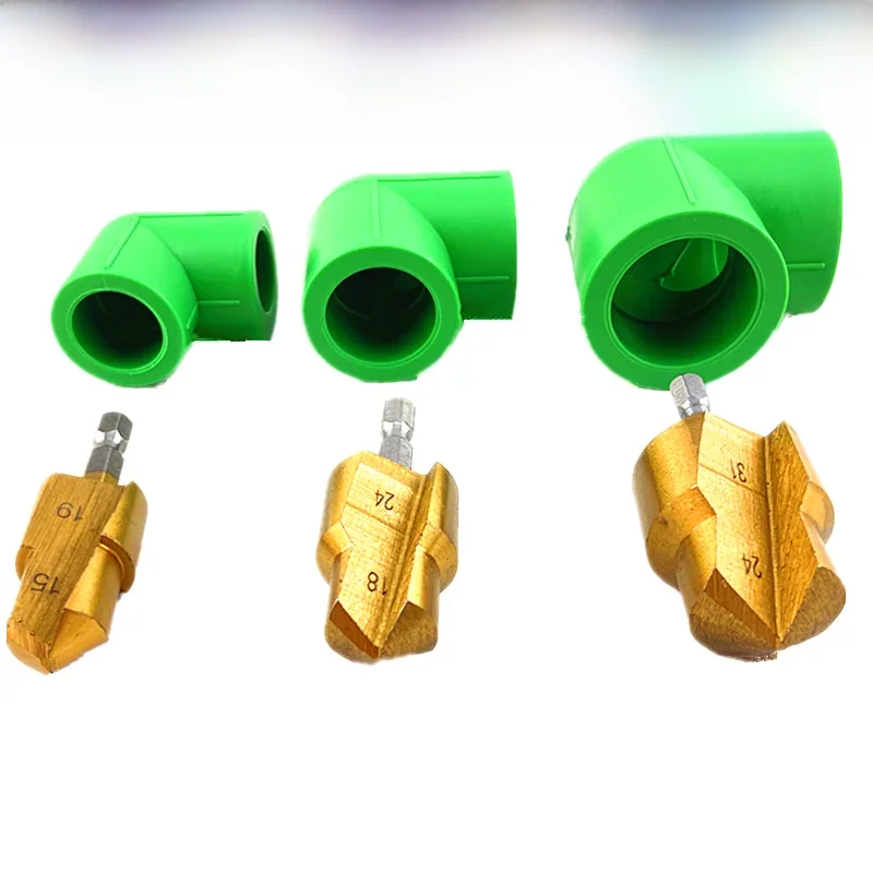 20/25/32mm PPR Tube Hexagon Shank Reaming Drill Hole Opener Water Heating Pipe Repair Reaming Drill  With 90 Degree Elbow