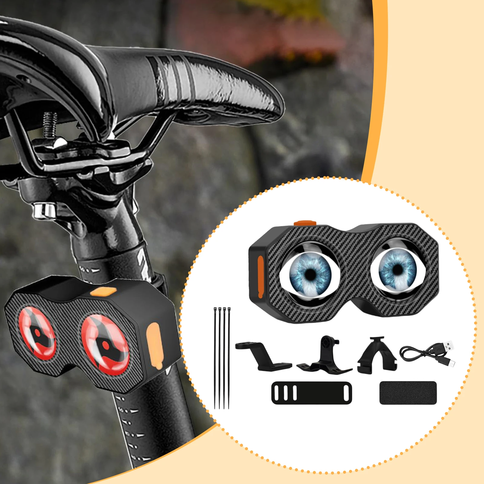 

1 Pc Evil Eye Bike Tail Light with 82 Presets with Type C Charging Charging Night Riding Bike Rear Light for night ride bicycle