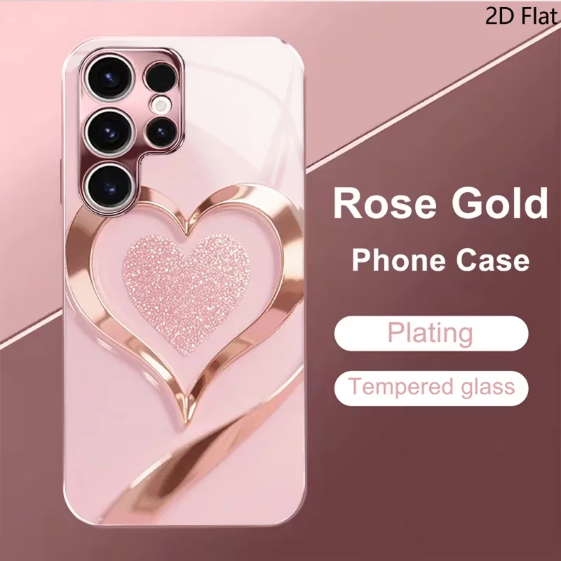 Pink Heart For Samsung GalaxyS24 S25 S26Ultra S23 S22 S21PLUSFE A55 A54 A52 A35 A15 Phone Cover Shockproof Protective Back Cover