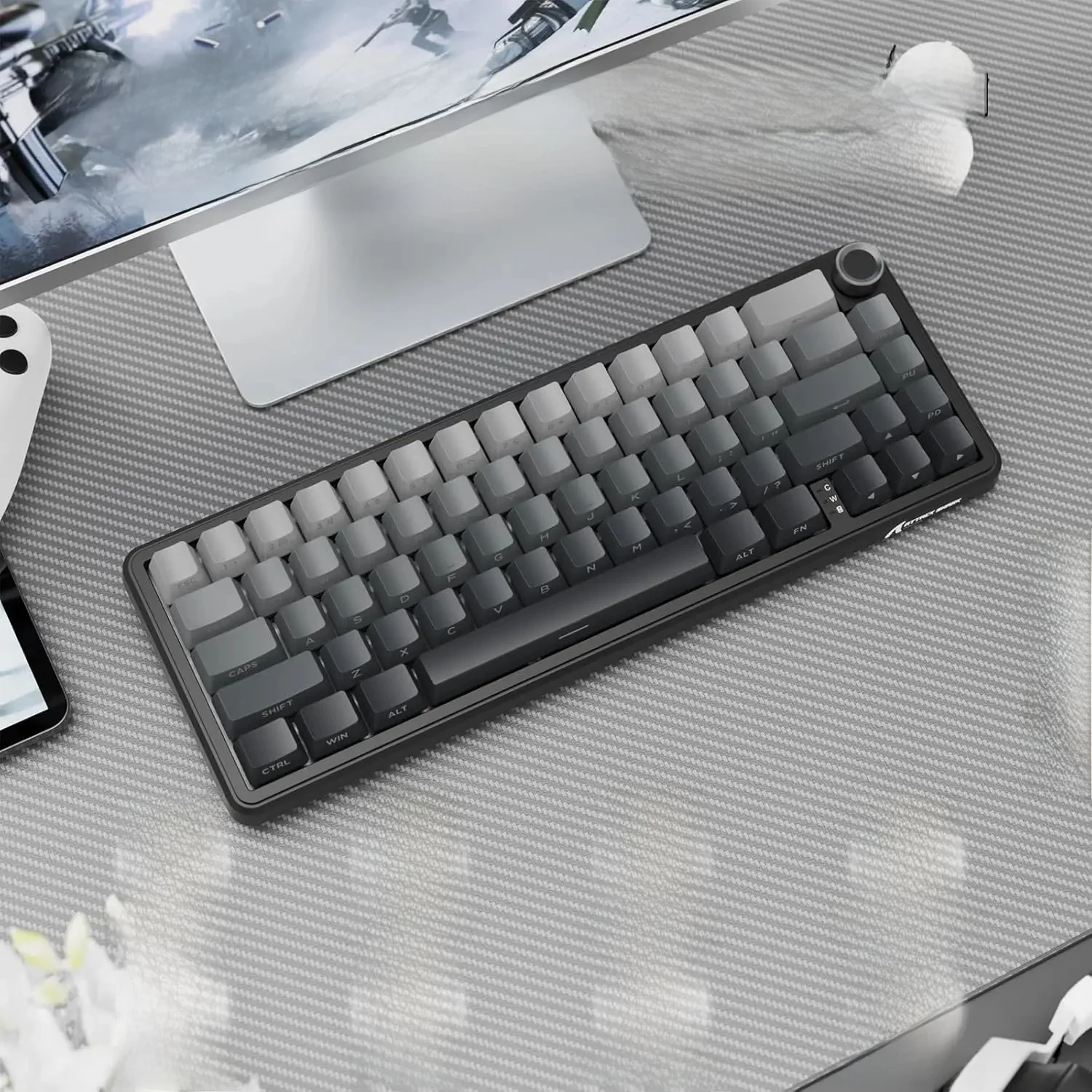 ATTACK SHARK X66 65 % kabellose mechanische Tastatur mit Knopf, 66-Tasten-Dichtung, Hot-Swap-fähige RGB-Gaming-Tastatur, linearer Schalter,