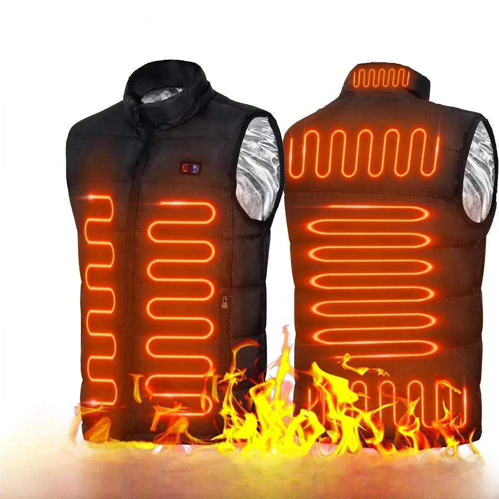 9-verwarmde vestzones Elektrisch verwarmde jassen Heren Dames Sportkleding Verwarmde jas Grafeen warmtejas USB-verwarmingsjas voor kamperen - afbeelding 2