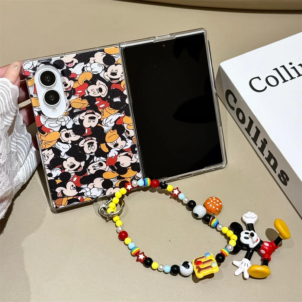 Cute Puppy Mickey Cartoon Phone case for Samsung Galaxy Z Fold 8 Fold 3 4 5 6 7 fold 8 Ultra Cover With Chain Fashion Cute Cases view 2
