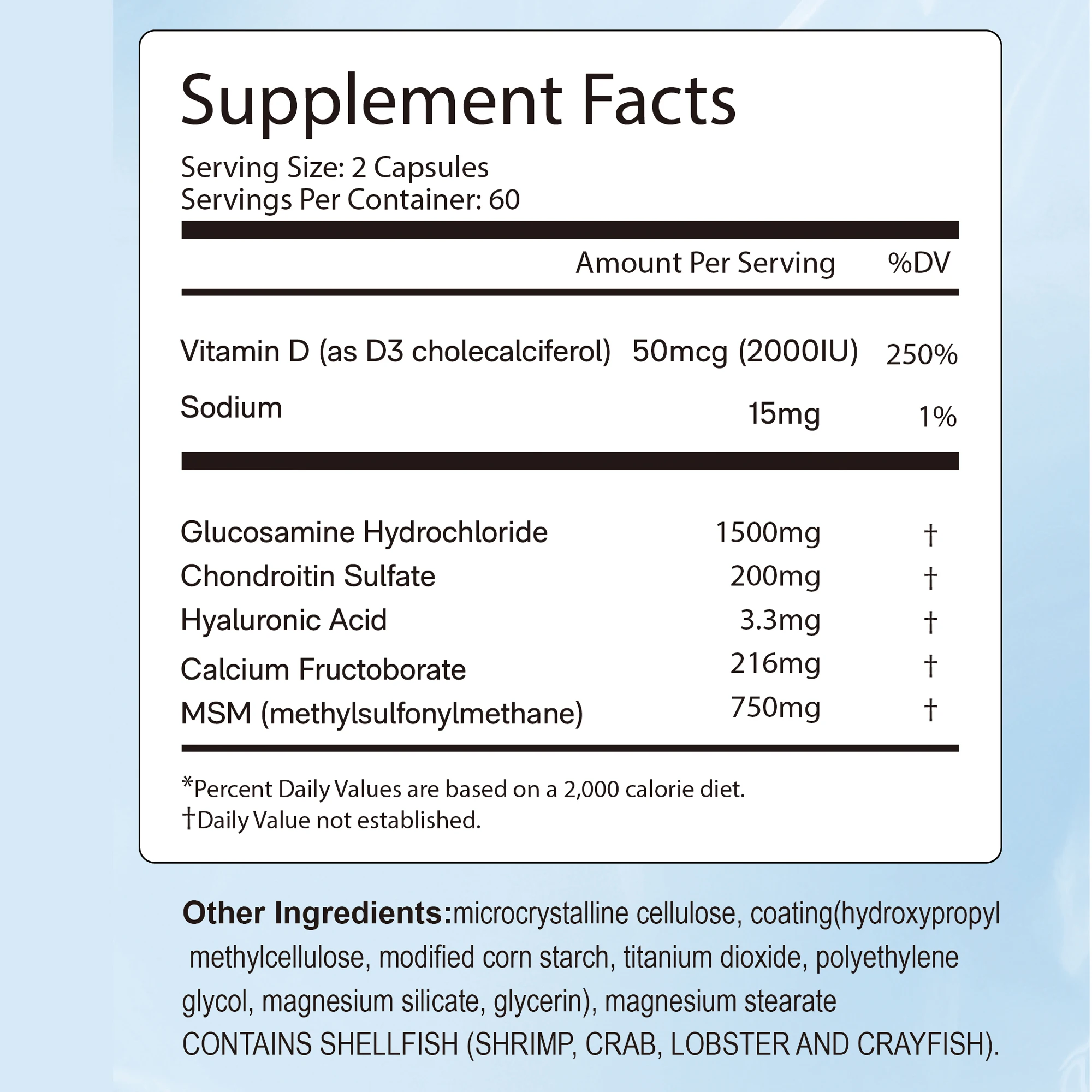 Vitamin D3 with Glucosamine - Supports Comfort and Flexibility, Joint Care, Strengthens Bones - 120 Capsules