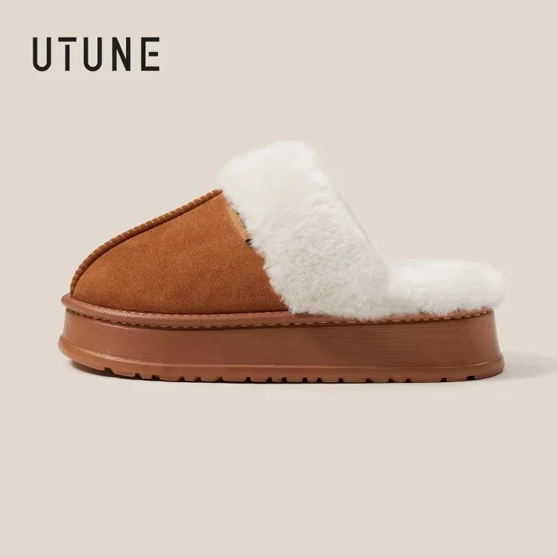 

UTUNE Winter Shoes for women Plush Lined Warm Home Slippers Non-Slip EVA Sole Lightweight Stylish Design Slide Easy To Clean