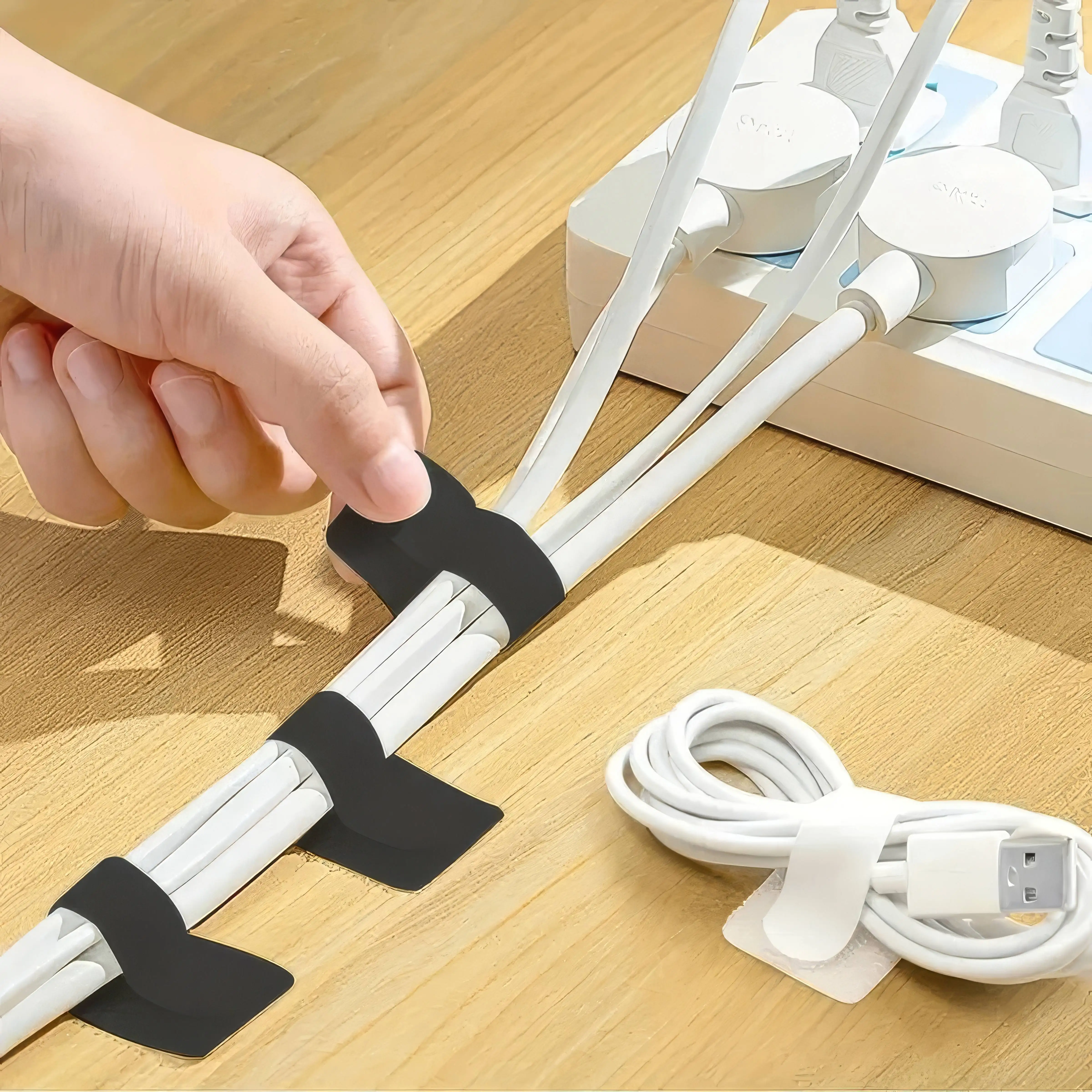 10 Black Wire Ties, Reusable, Practical Design, Suitable for Daily Household and Office Use, Adjustable Ties