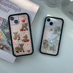 Fashion Wildflower Star Deer phone case for iPhone 17 Pro 12 13 14 plus 15 16 Pro Max Strawberry polka dot cherry bottom cover