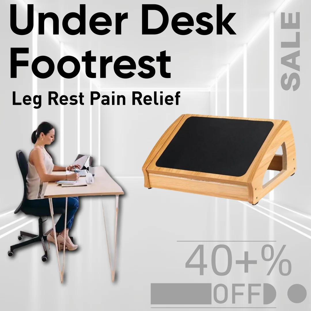 Under Desk Footrest Wooden Foot Rest Feet Stand Adults Anti Slip Foot Stool Desk Leg Rest for Travel Computer Car Living Room