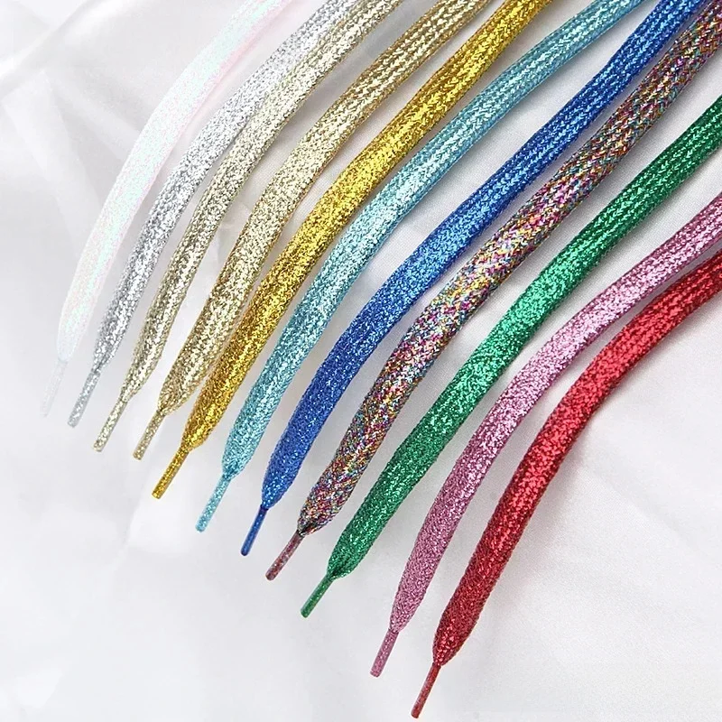 19 kleuren glanzend goud en zilver kleurrijke heldere schoenveters 100-140 cm sneakers schoenveters laarzen veters regenboog schoenveters string - afbeelding 2