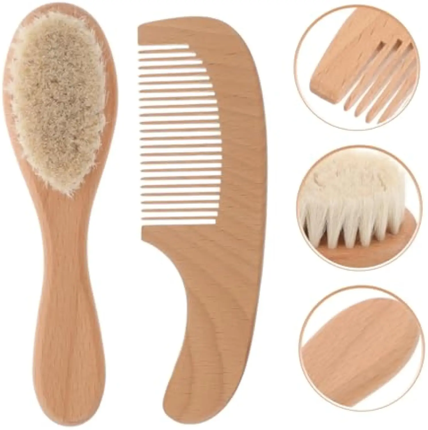 2 قطعة مجموعة أمشاط الطفل رعاية الطفل فرشاة شعر الزان الصوف الناعم الخشب مشط الوليد مدلك استحمام الطفل وهدية شعر الطفل مهدئا