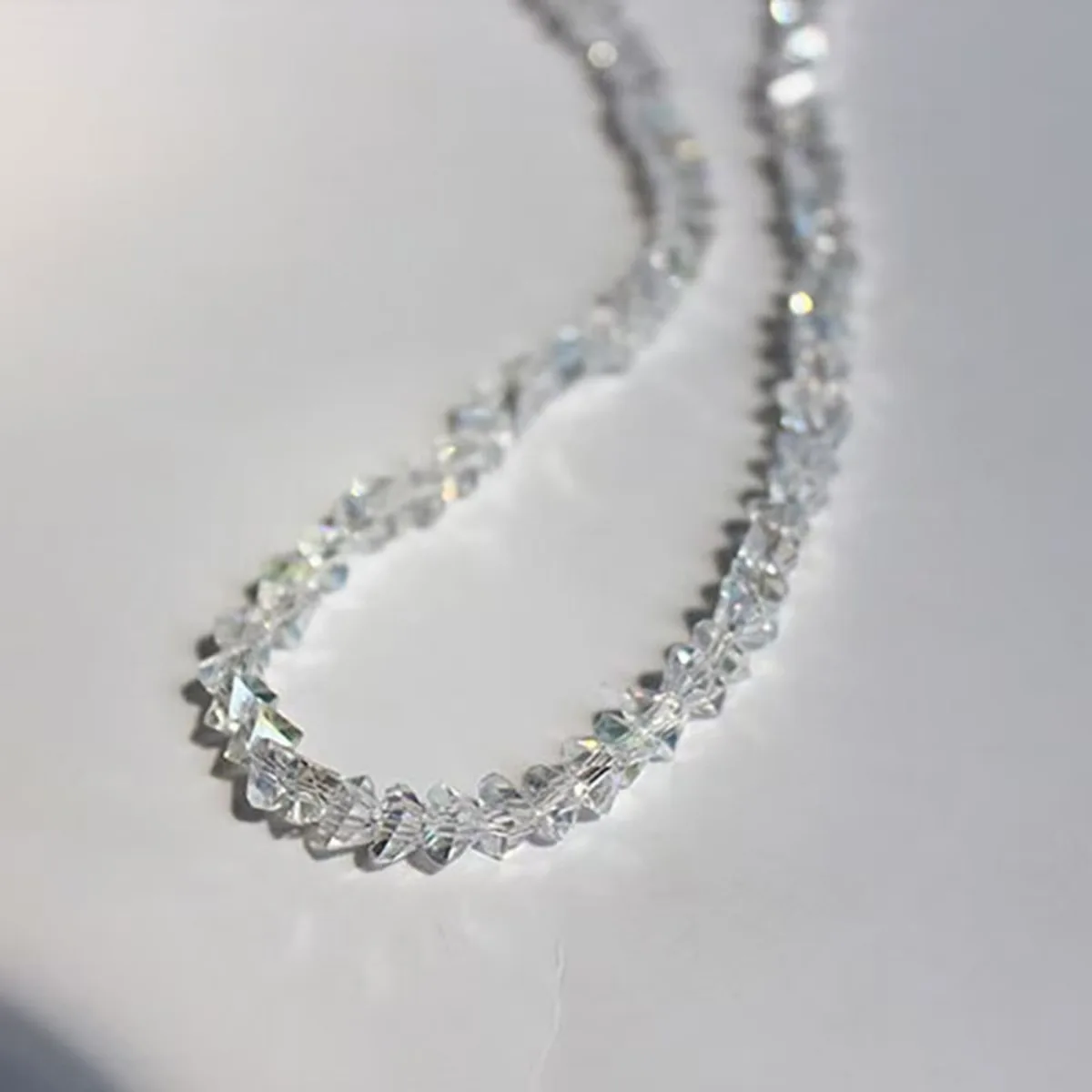 Fashion Women Jewelry Tetrahedron Triangle Crystal Glass 4mm Charms Necklaces Niche Clavicle Chocker For Women Party image 5