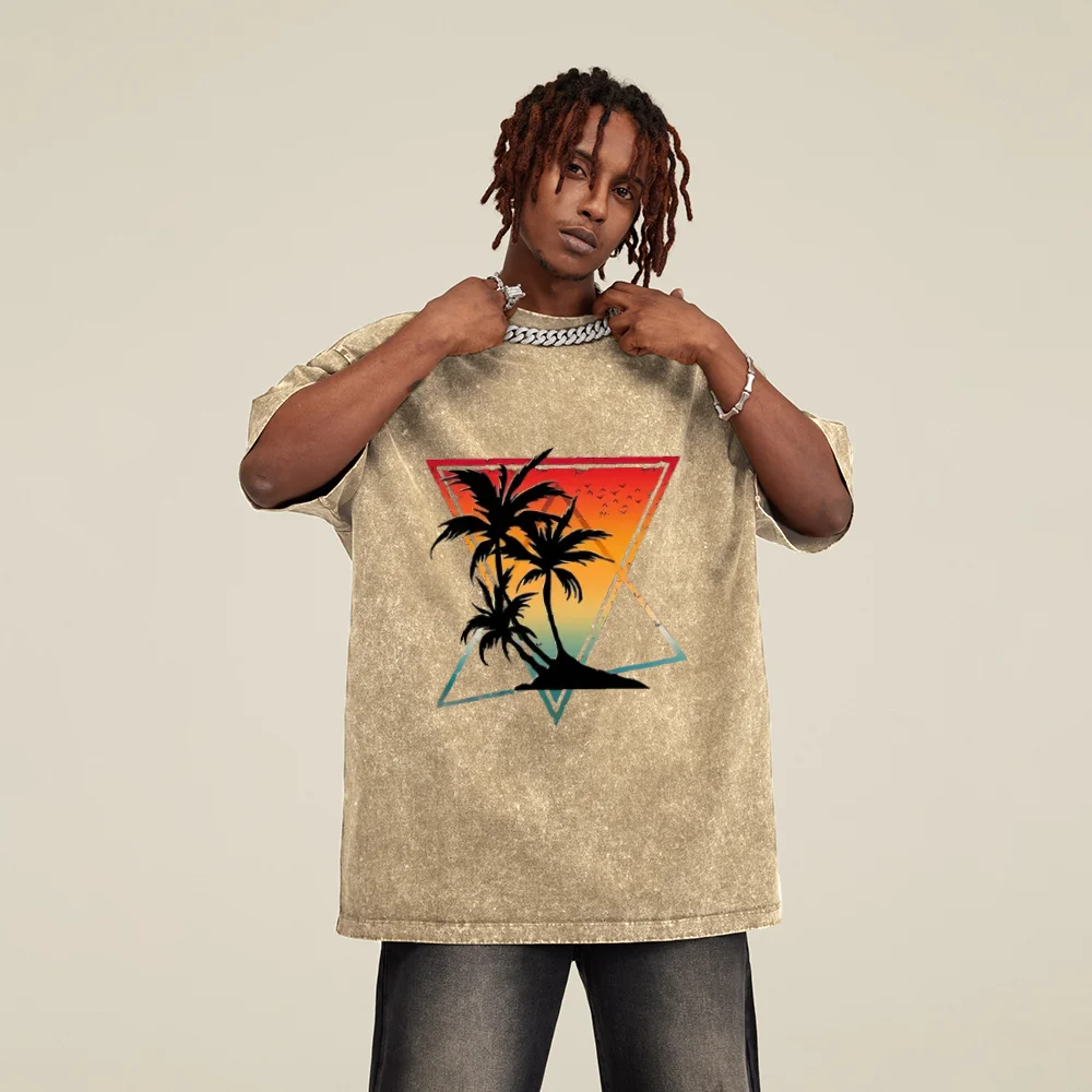 ClothingVintage Y2k المشاعر غسلها المتعثرة المطبوعة القطن الخالص قصيرة الأكمام تنفس مريحة الرجال المرأة قصيرة الأكمام