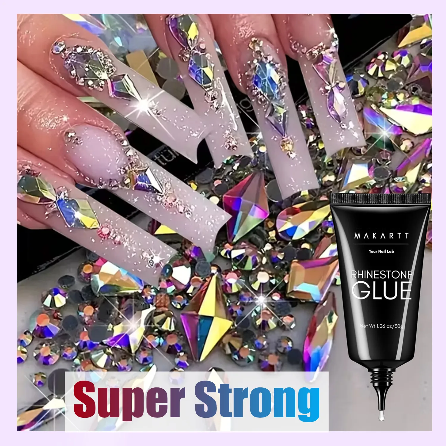 Makartt Rhinestone Glue for Nails - 30ML Super Strong Adhesive Gel Nail Glue for 3D Nail Art Molding, and Nail Charm Gem Jewelry